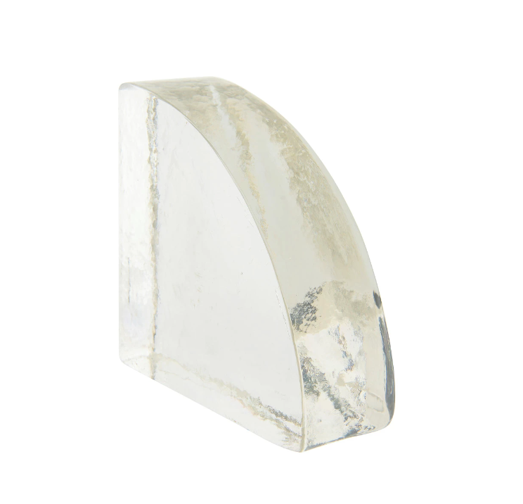 Clear Recycled Glass Quarter-Circle Bookend