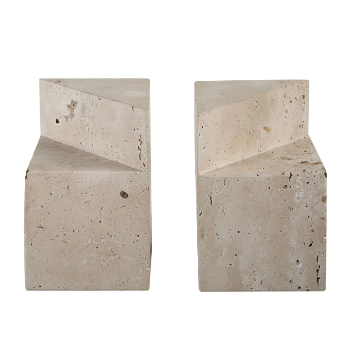Natural Travertine Block Bookend