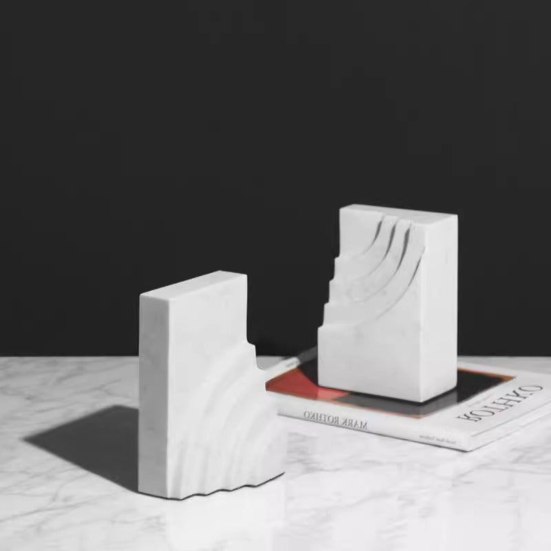 White Marble Angular Bookends