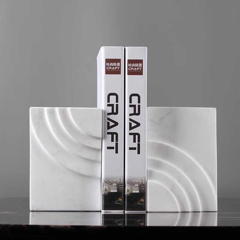 White Marble Angular Bookends