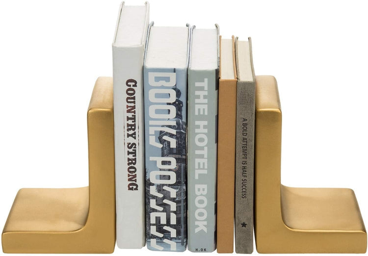Gold-Finish Concrete L-Shaped Bookends