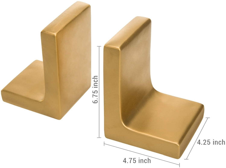 Gold-Finish Concrete L-Shaped Bookends
