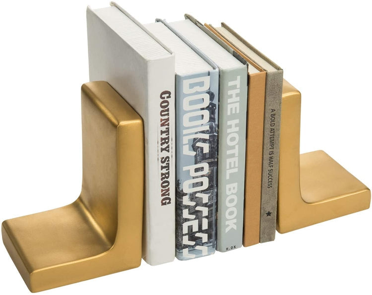 Gold-Finish Concrete L-Shaped Bookends
