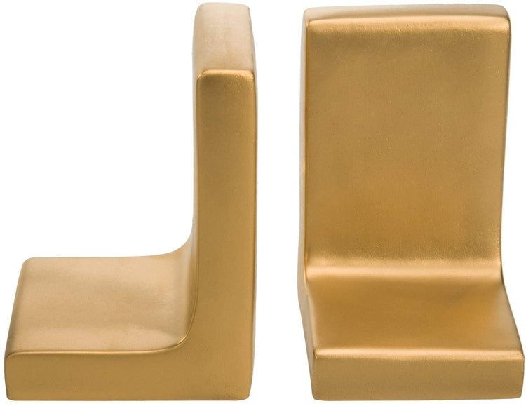 Gold-Finish Concrete L-Shaped Bookends