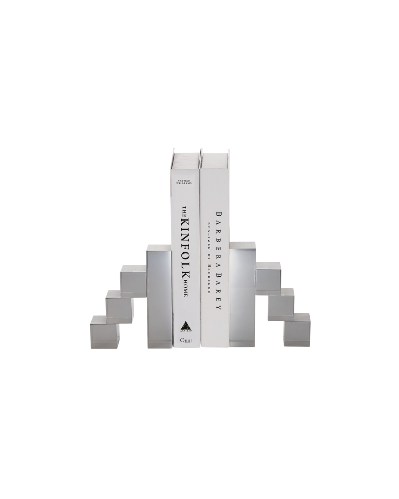 Smoke Crystal Glass Block Bookends