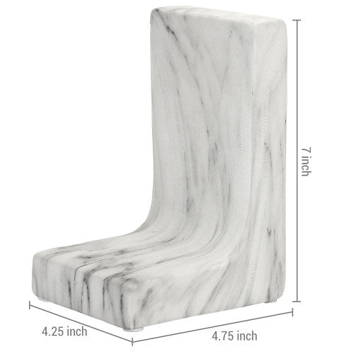 White Marble-Effect Ceramic Bookends