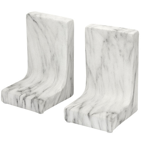 White Marble-Effect Ceramic Bookends