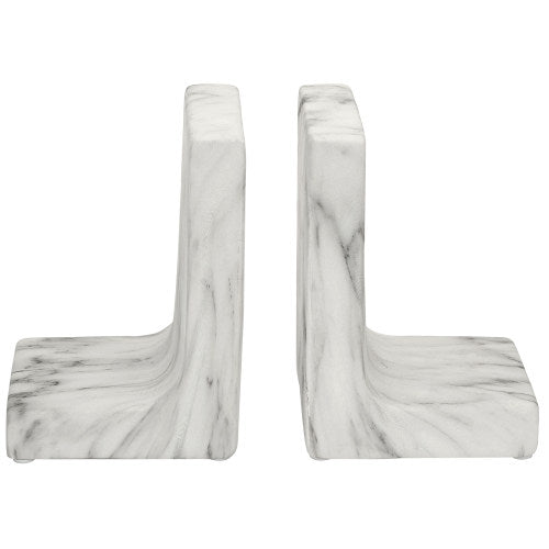 White Marble-Effect Ceramic Bookends