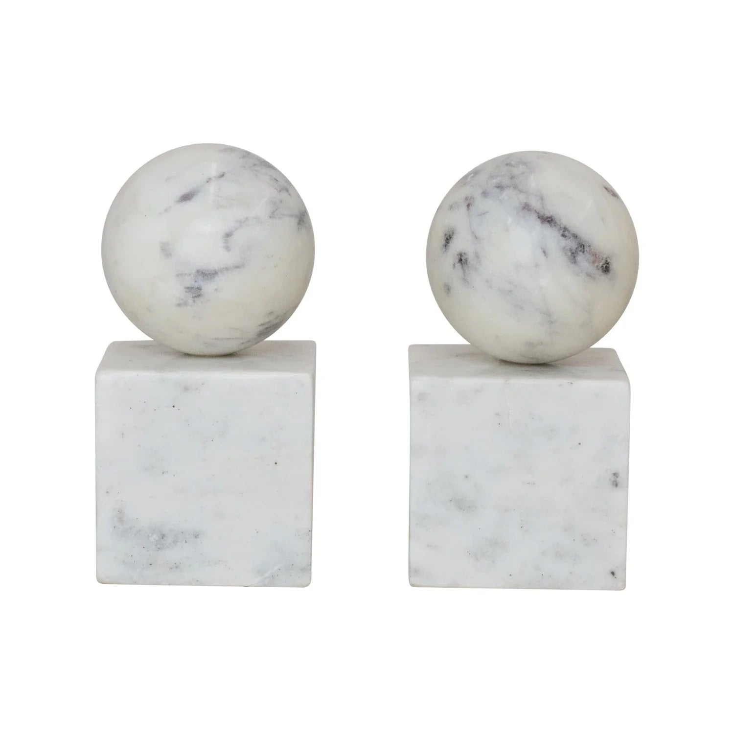 White Marble Block Bookends