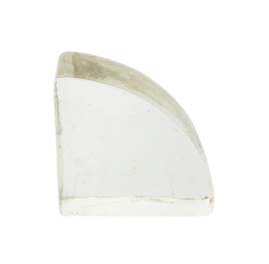 Clear Recycled Glass Quarter-Circle Bookend