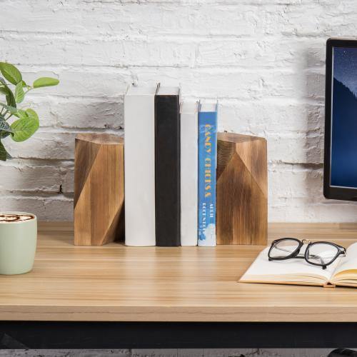 Geometric Solid Wood Bookends