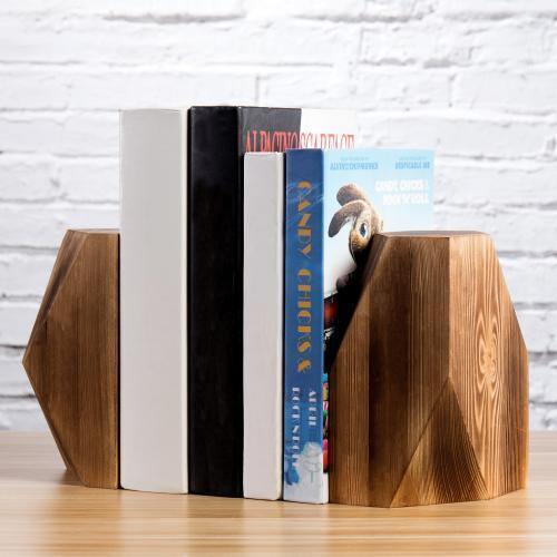 Geometric Solid Wood Bookends