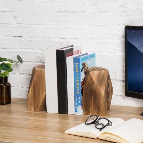 Geometric Solid Wood Bookends
