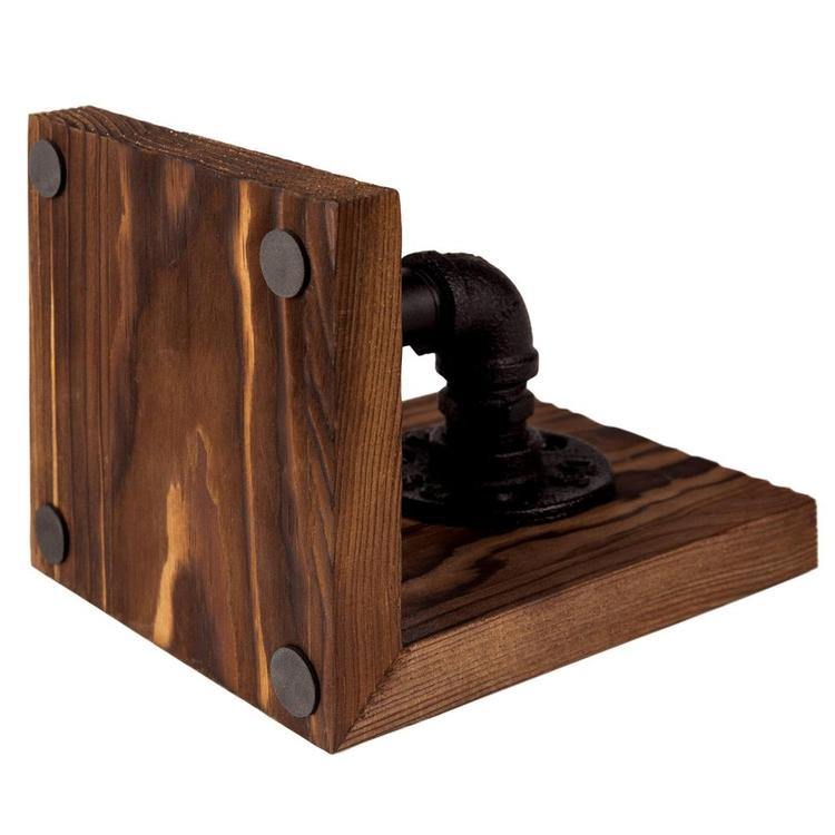 Brown Wood & Industrial Pipe Bookends
