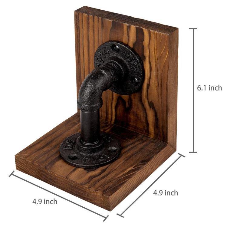 Brown Wood & Industrial Pipe Bookends