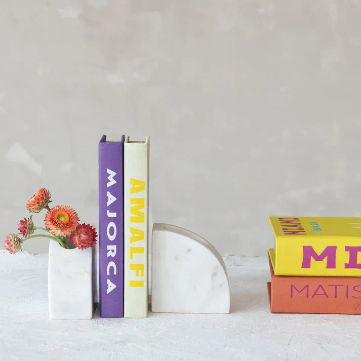White Marble Vase Bookends