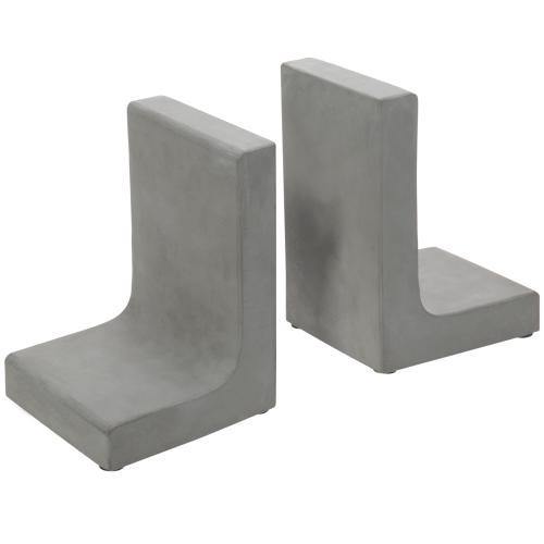 Grey Concrete L-Shaped Bookends
