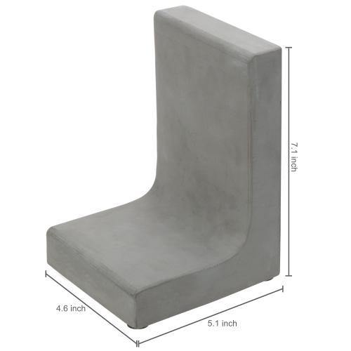 Grey Concrete L-Shaped Bookends