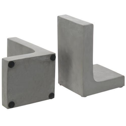 Grey Concrete L-Shaped Bookends