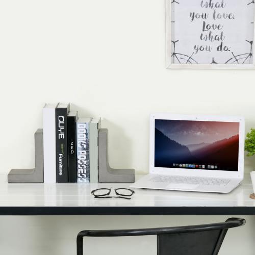Grey Concrete L-Shaped Bookends